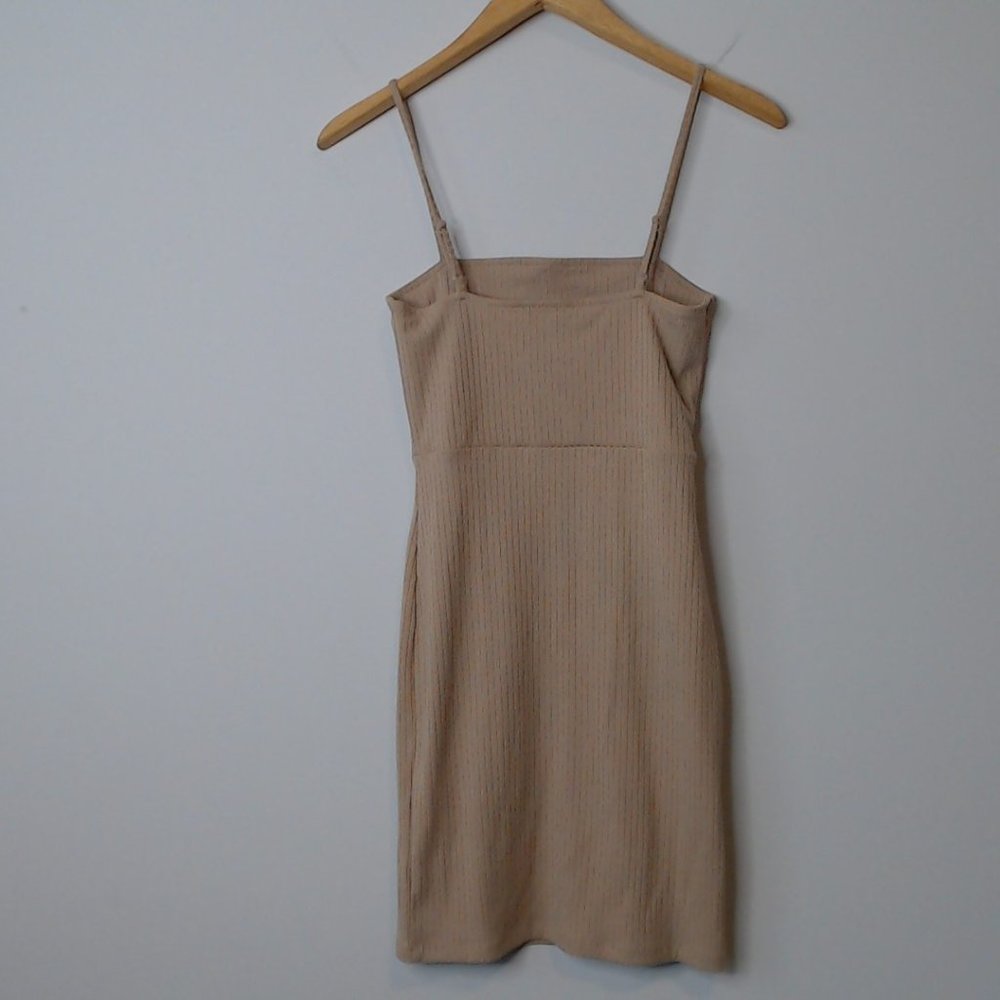 Tan Ribbed Mini Dress - Picture 2 of 3